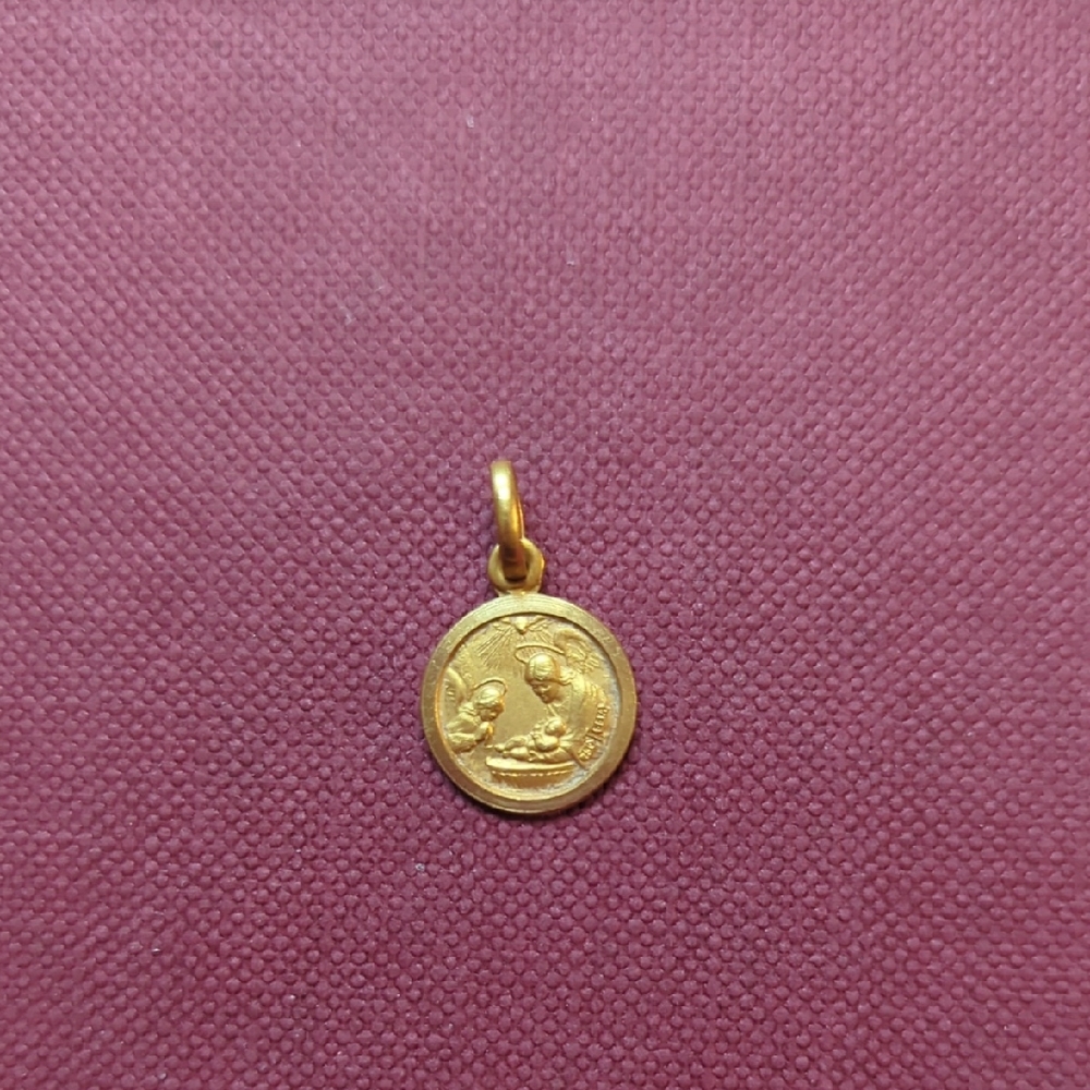 Vintage Italian Catholic 18 Karat Gold Baptism Pendant